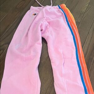 Aviator Nation Pink women’s size small Joggers with Colorful Stripes